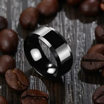 Wholesale Anti Allergy Smooth Simple Design Titanium Stainless Steel Black Rings For Men