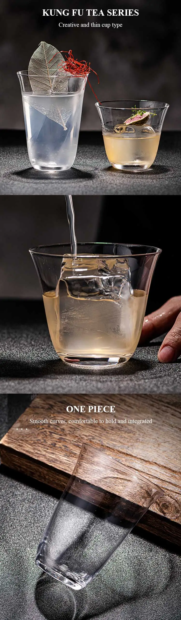 Creative Chinese Kung Fu Tea Cocktail Glasses Thin Clear Drinkware Drinking Water Whisky Highball Cocktail Glasses