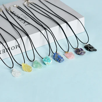 Crystal Wire-Wrapped Raw Stone Pendant/Necklace