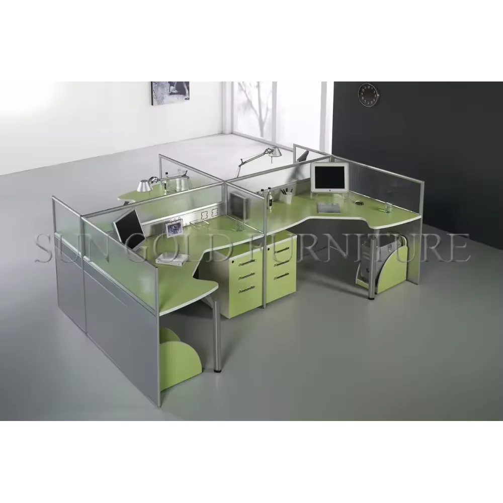 Office Furniture Set 4 Person Work Workstations Office Table And Chair ...