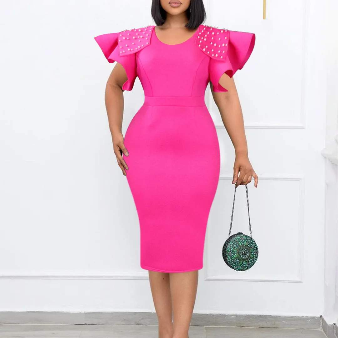 2023 African Elegant Commuter Wrap Hip Office Pencil Dress African Oversize Dress Women Design Casual Dress