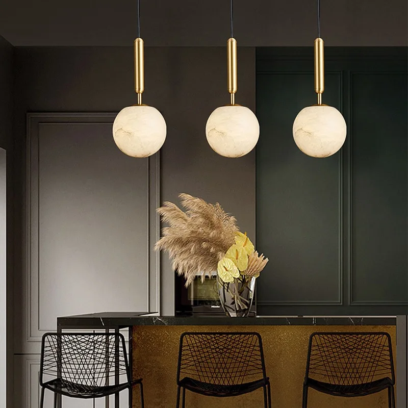 Spanish Nordic Alabaster Dining Room Pendant Light Modern Minimalist ...