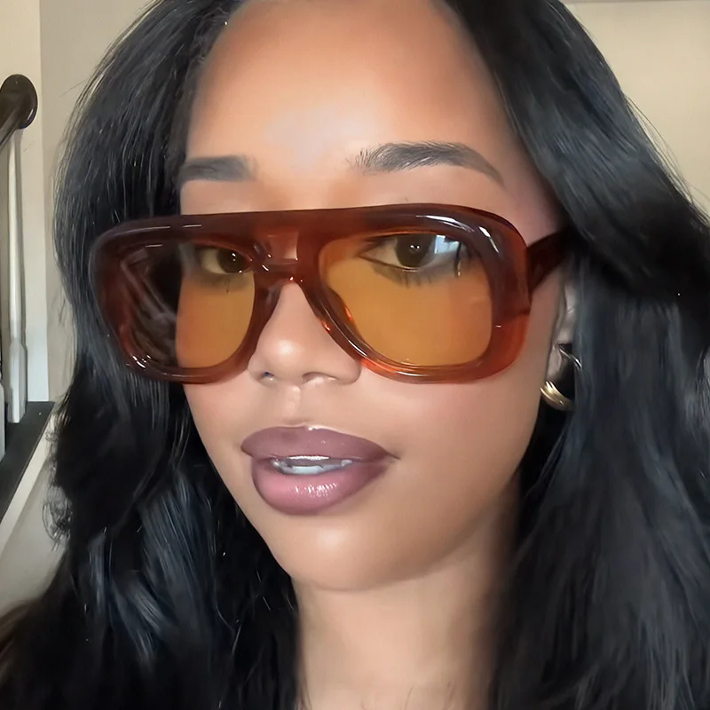 2026 New Fashionable Simple Double Bridge Designer UV400 Large Multi-Color Oversized PC Frame Sunglasses_voghion.com