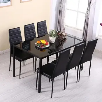 Hot sale luxury dining room furniture sets with 4 chairs leather dining table and chairs