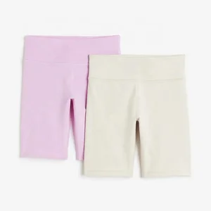 Summer Youth Girls Biker Shorts Breathable Mid Waist Gym Sport Running Yoga Casual Solid Pattern