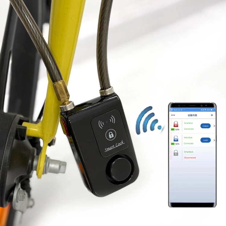 Keyless Steel Wire Smart Locks 110db Burglar Proof Alarm Waterproof SOLEBE Cable Bicycle Lock Anti-Theft