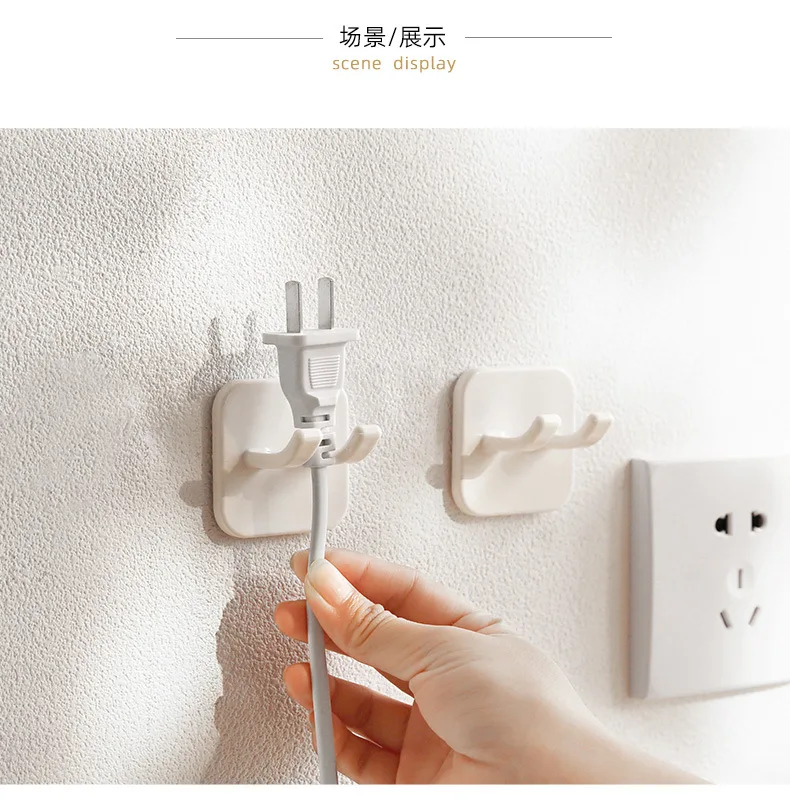 Plastic Self Adhesive Wall Hook Strong Without Drilling Coat Bag Bathroom Door Kitchen Towel Hanger Hooks manufacture