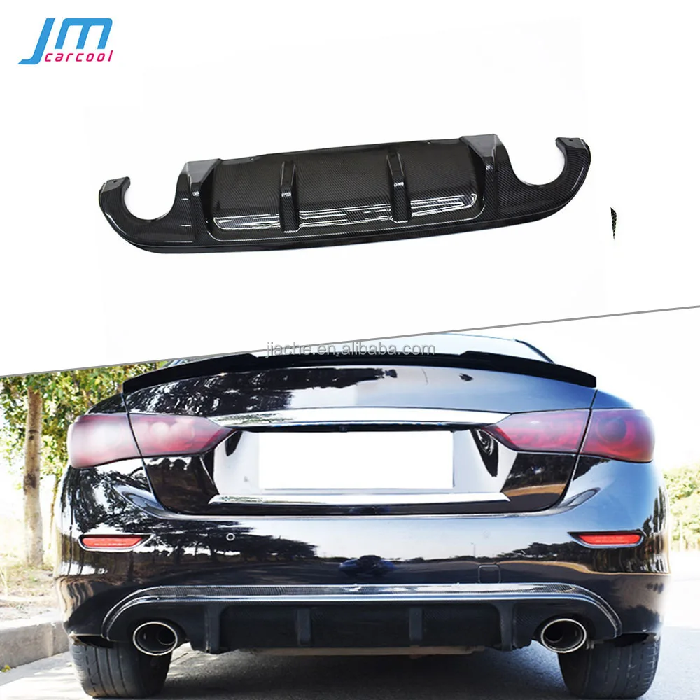 NEESPOC Rear Diffuser For Infiniti Q50 2014-2017 - Carbon Fiber Style ABS Plastic Add-On Lip Spoiler