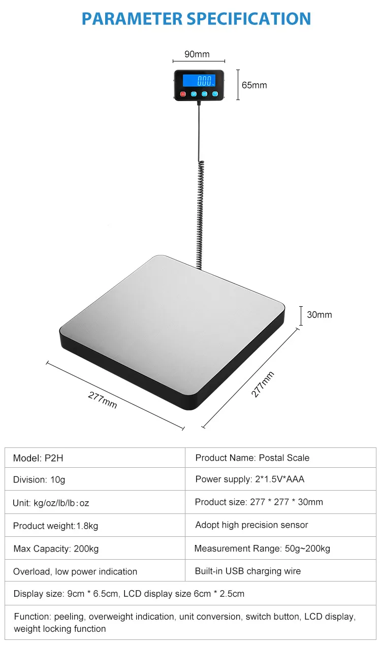 200kg Stainless Steel Luggage Platform Parcel Weight Measuring Floor 