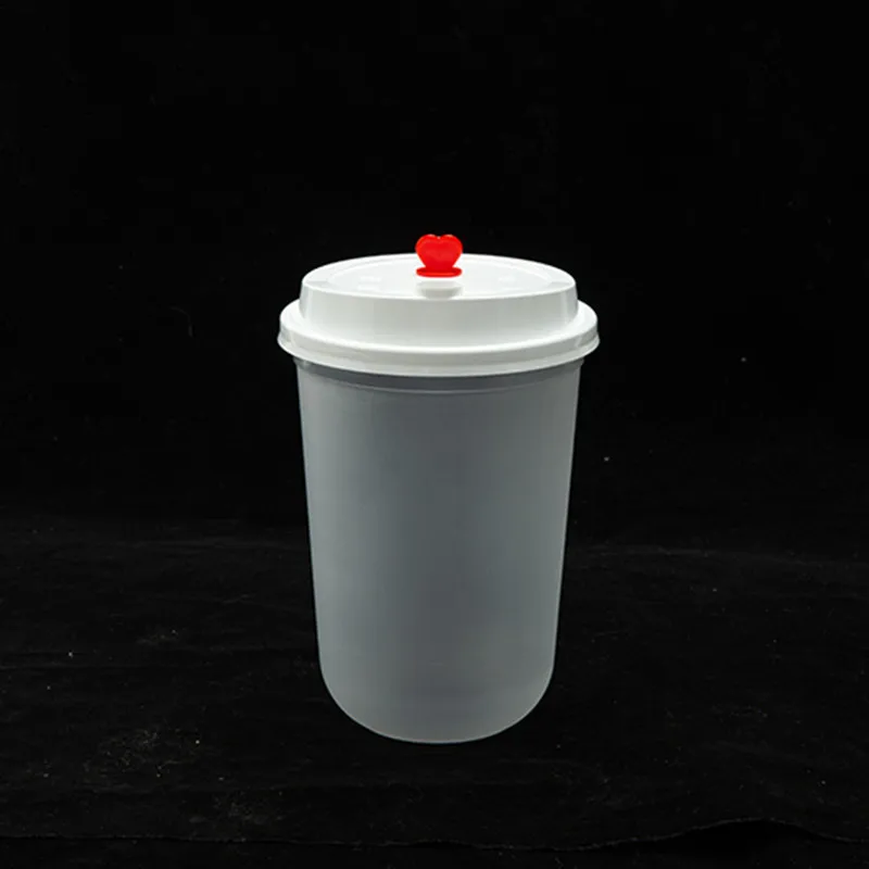 High Quality Disposable Printing Frosted U Shape PP Injection Cup with Lid
