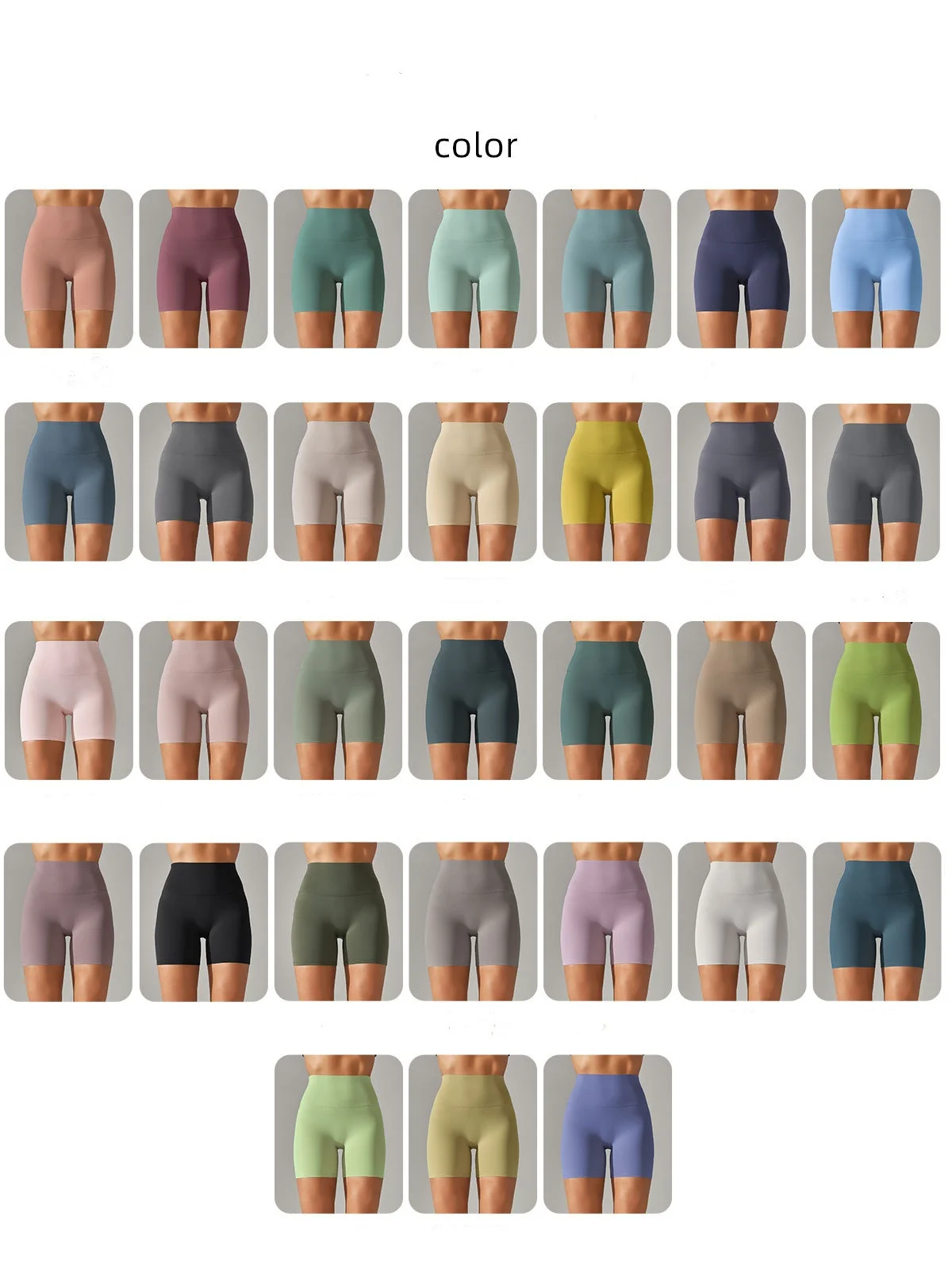 Customized new solid color Yoga Shorts High Waist Lift Hip Tight Shorts Breathable Running Three-quarter Yoga shorts details