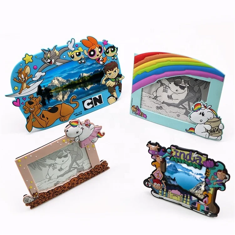 FAMA Audit Custom Manufacturer Christmas PVC Magnetic Cartoon Photo Frame 3D Soft Rubber Photo Frame Promotional Plastic Frame