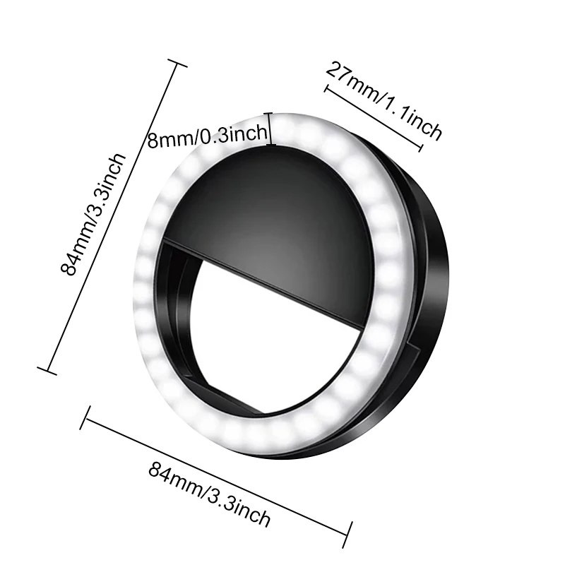 Универсальный портативный светодиодный кольцевой светильник для селфи, светодиодный чехол для телефона с usb-логотипом, оптовая продажа, профессиональный светодиодный кольцевой светильник для селфи