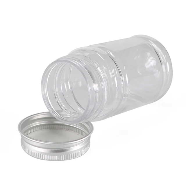 PET transparent Plastic Pill Packers straight round Bottles 100cc 120cc 150cc 200cc 250cc with Aluminum cover or customized cap
