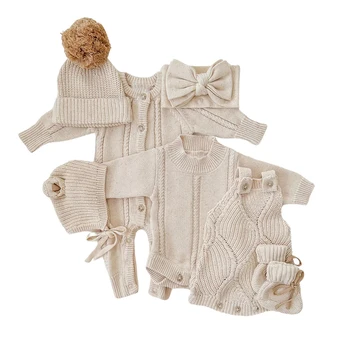 custom baby Sweater clothing Cotton Yarn Knit Romper Neutral Baby Sweater Bodysuits suit Customized materials