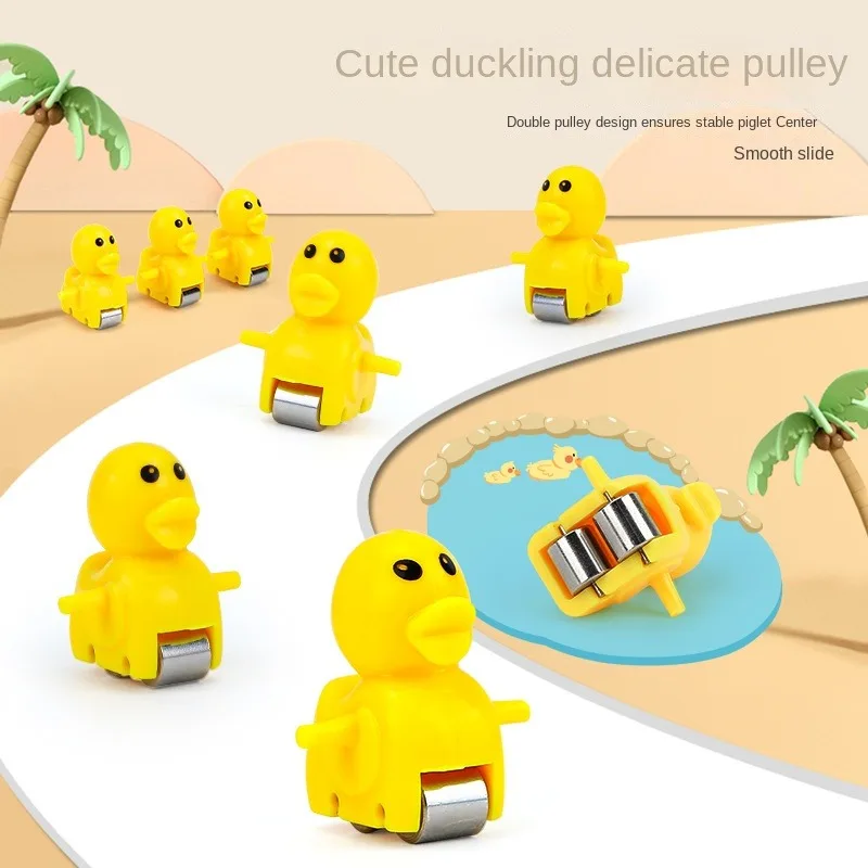 AiJH Electric Slide Track Small Duck Educational Toys With 6 Ducks Slot Plastic Railway Race Slide Track Small Duck Set