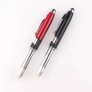 New Creative Multi-function 4 in 1 Phone Holder Light Pen With Led Flashlight Touch Screen Custom Logo Printing Ball Point