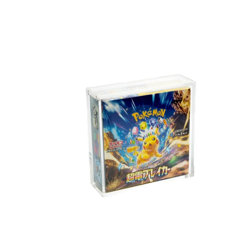Expositor premium de acrílico de 5 mm para cartas Pokemon, caja japonesa de sobres con tapas magnéticas para exhibición, estuche protector de acrílico