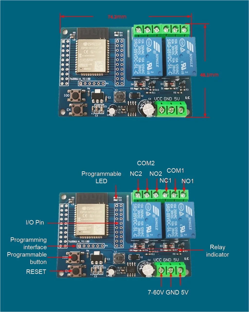 ESP32-WROOM 8 Channel Relay Module - DC5-30V Power Supply