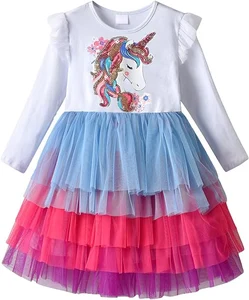 Customizable New Product Explosion Sequin unicorn Colorful Children's Dress Tutu Dresses for Girls Kids