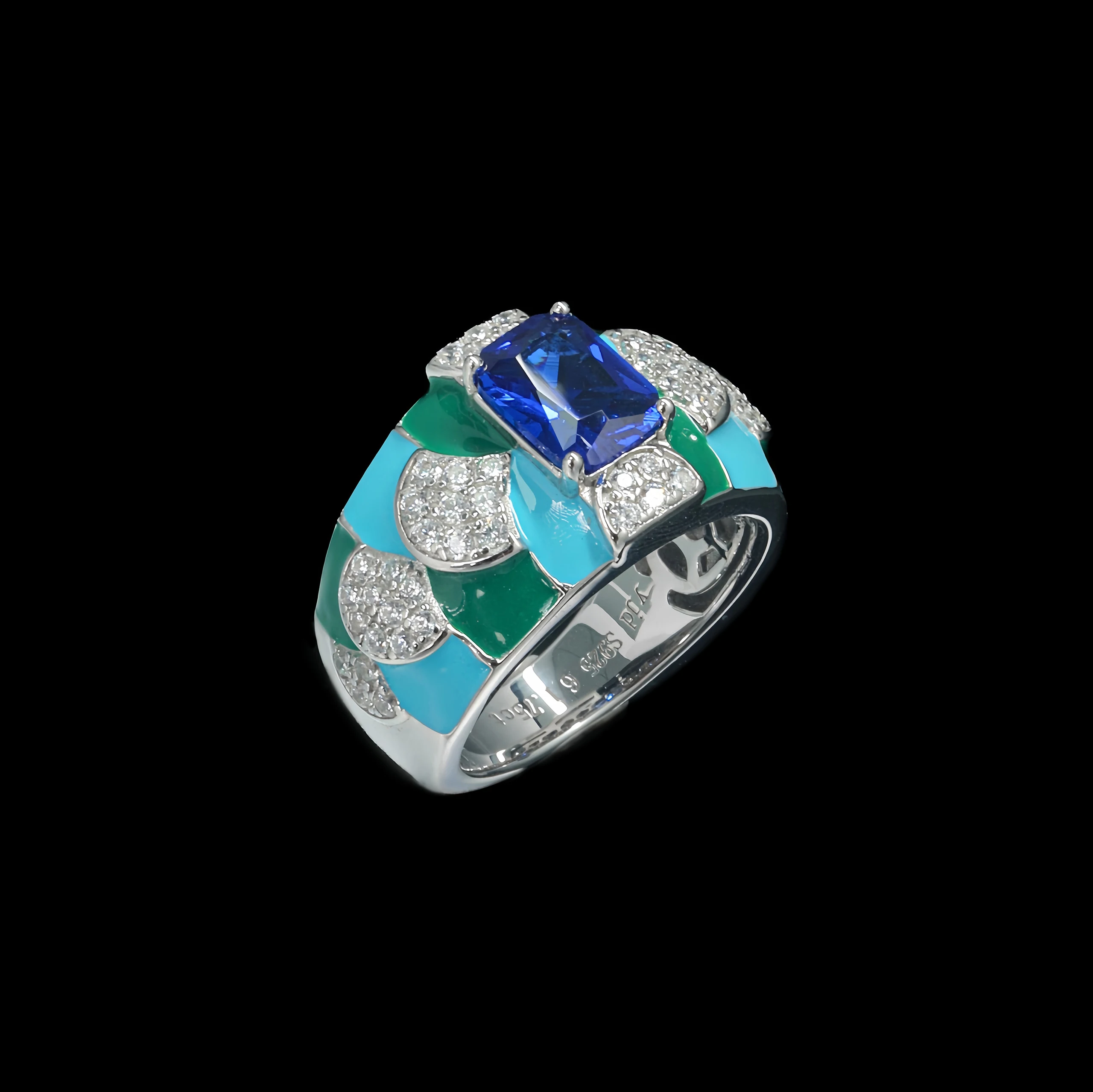 MUSHAN Jewelry Factory High Quality 925 Sterling Silver Ring with 5A Blue High Carbon Diamond Fine Jewelry Fashion Women Rings