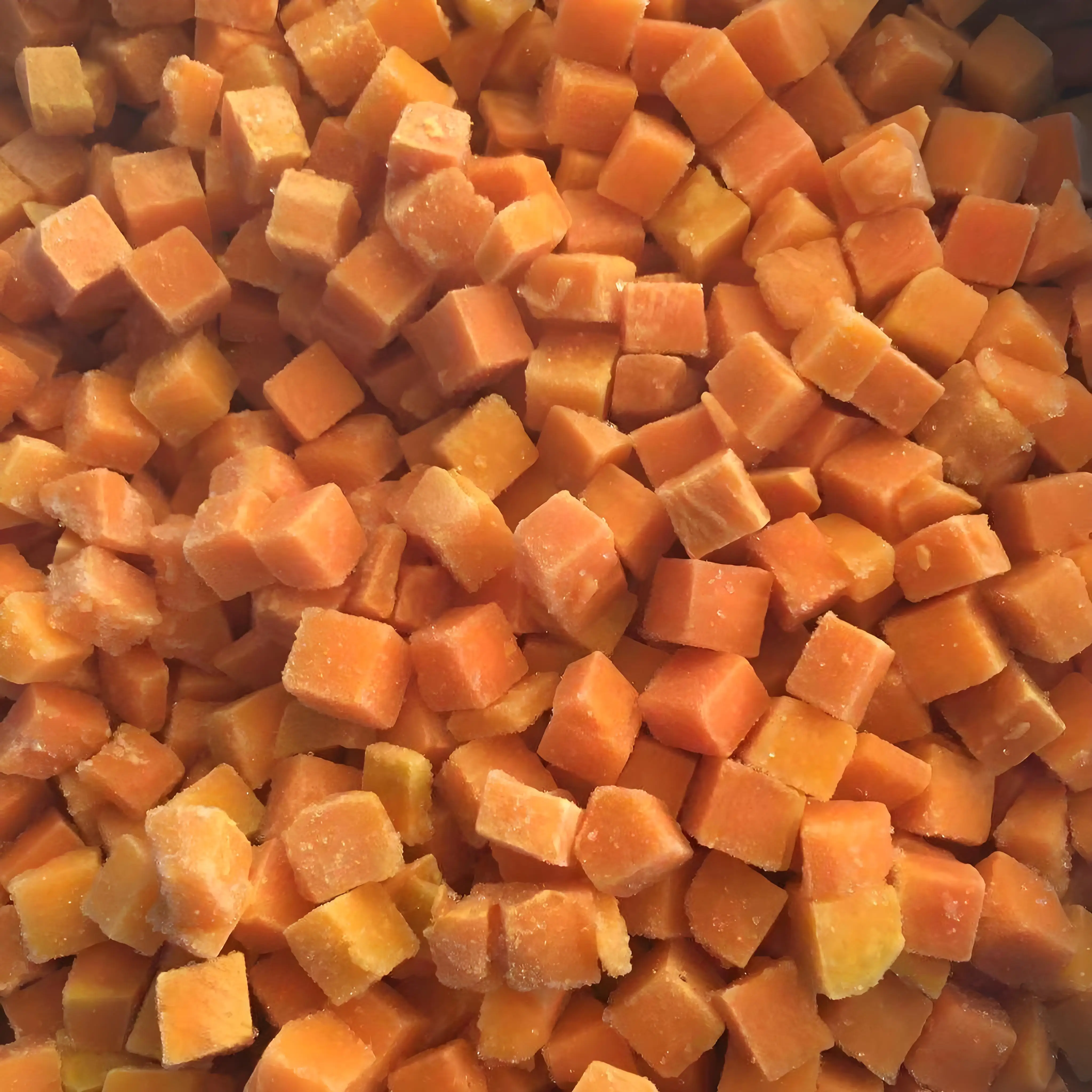 Horúca vývozná cena veľkovýroba 10 kg zmrazené tekvice kocky IQF tekvica nasekaná