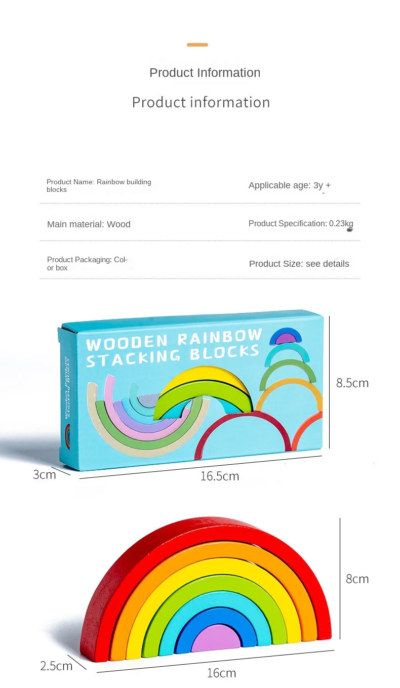 Wooden Rainbow Stacking Toy Set Montessori Building Blocks Stacker ...
