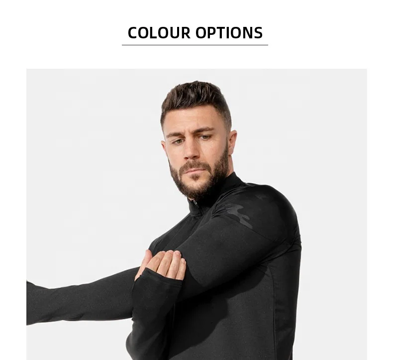 JL-0228C New Style Breathable Long Sleeve Top Men Plus Size Half Zip Long Sleeve Work Out Shirt Outdoor Activewear Shirts