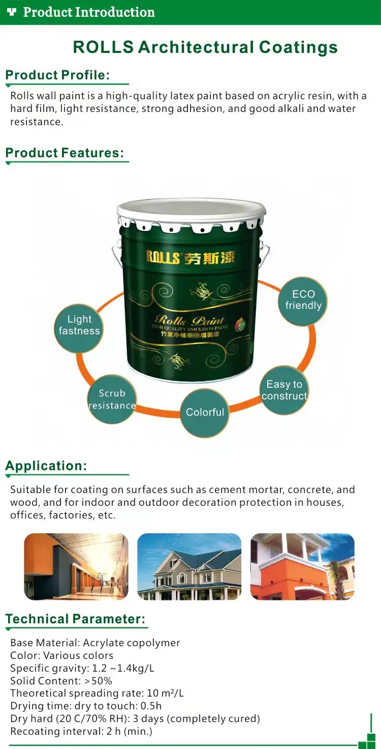 Waterproof And Mildew Resistant Exterior Wall Latex Paint With High
