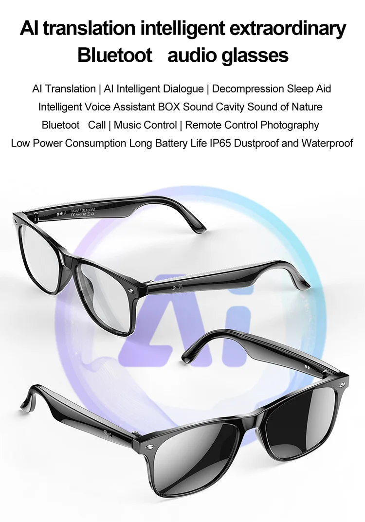 Fashion Luxury Custom AR Smart Ai Translation Eye Glass Optical Eyewear Anti Blue Light Blocking Sun AR AI Smart Glasses