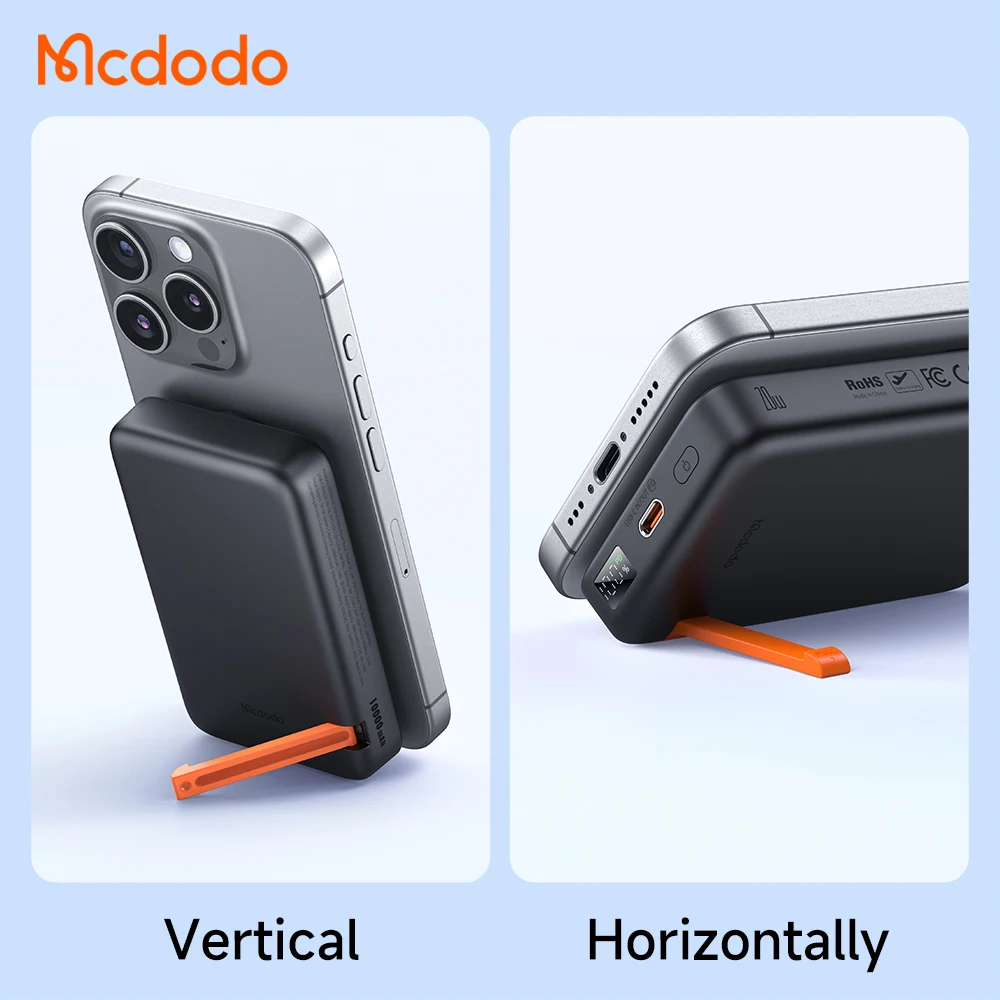 Mcdodo 146 2 in 1 Magnetic Wireless Phone & Watch Charger - 10000mAh Power Bank with Stand, Quick Charge 15W