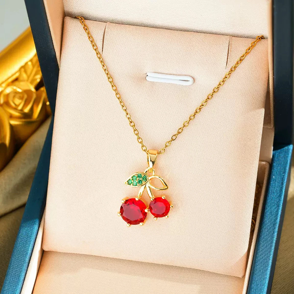 Fadeless Cherry Zircon Allergy-Free Pendant Necklace