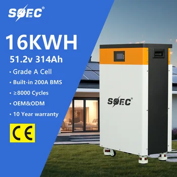 SOEC 15kwh/16kwh Off-grid Solar Energy Storage 48V 51.2V 300Ah/314Ah Lithium LifePO4 Battery Home Energy Storage