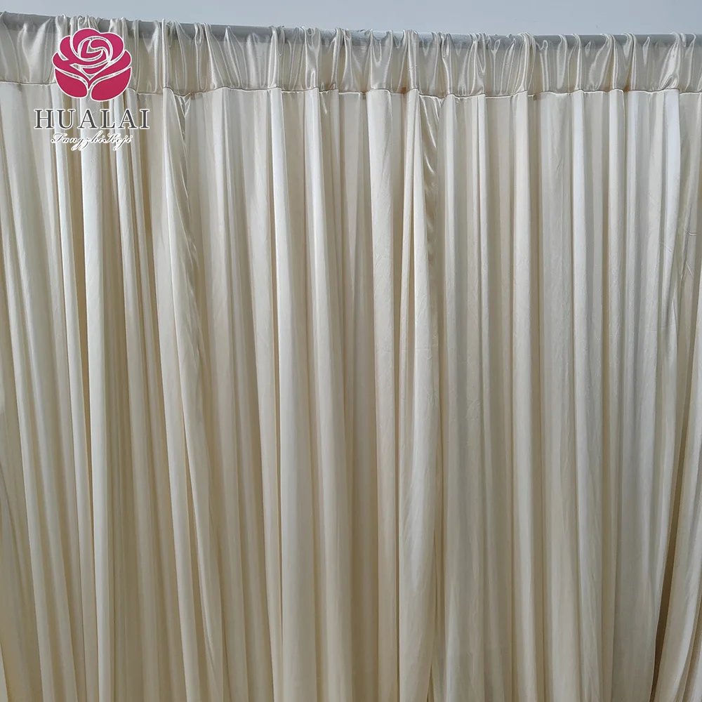 FBJ038 Cheap Simple Solid Black Shiny Ice Silk Sheer Backdrop Panels Curtain Drape for Wedding Stage Party Decoration