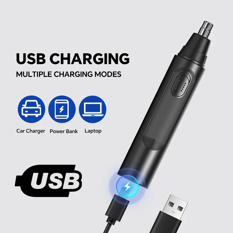 Durable Rechargeable Portable Four-in-One Nose Hair Trimmer Set Electric Push Shear for Home Salon RV Use Made Quality Plastic details