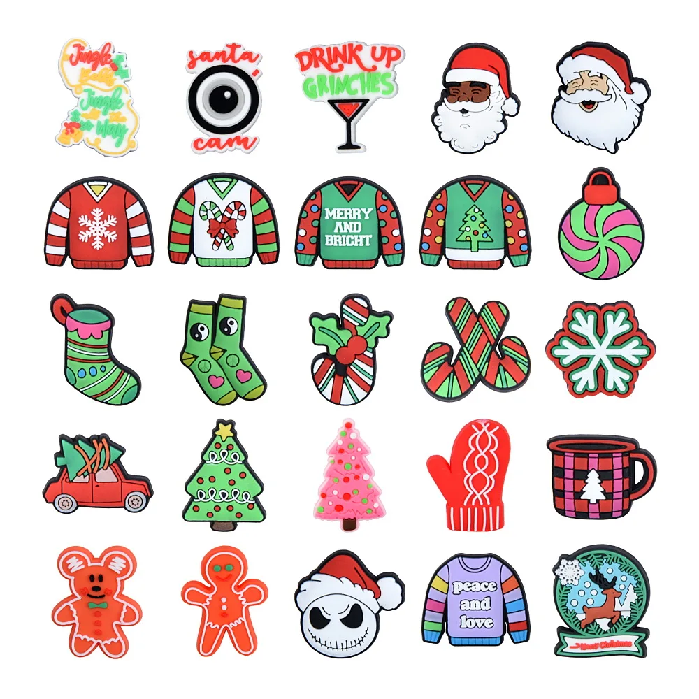 25 Stück Weihnachten Schuhanhänger Für Schuhe, Weihnachtsmann Elch Schneemann PVC Anhänger Für Clog Sandalen, Xmas CLOG Charms Schuh Dekorations Anhänger, Party Geschenk Für Jungen Mädchen Kinder