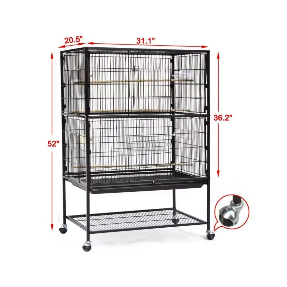 Large Wrought Iron Bird Cage Flight Canary Parakeet Cockatiel Lovebird Finch Sugar Glider Cage with Removable Stand