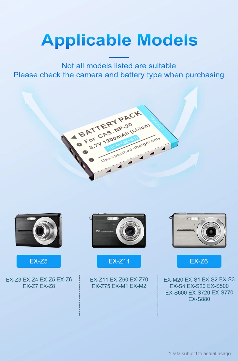 3.7V 1200mAh Rechargeable NP-20 Camera Battery NP20 Wholesale Batteries for Casio Exilim EX-M1 M2 EM20 M20U S100 S100WE Cameras manufacture