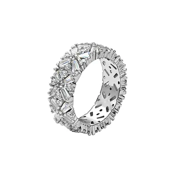 Women's 925 Sterling Silver Luxury Engagement Wedding Ring Niche Design Exaggerated Emerald Cut for Parties Anniversaries