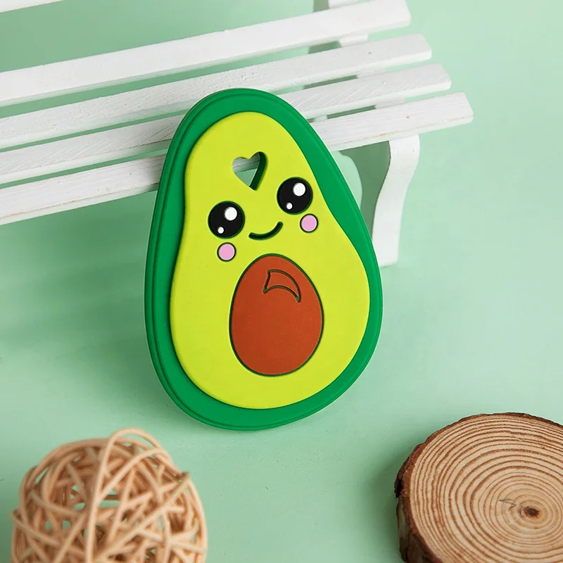 Лидер продаж, новый дизайн, милая силиконовая мягкая игрушка-авокадо, Прорезыватель для детей, игрушки для прорезывания зубов