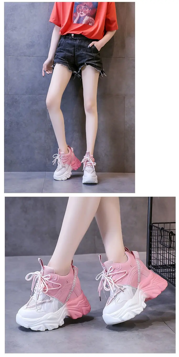 New Arrivals Mesh Platform Wedge Sneakers Breathable Running Chunky
