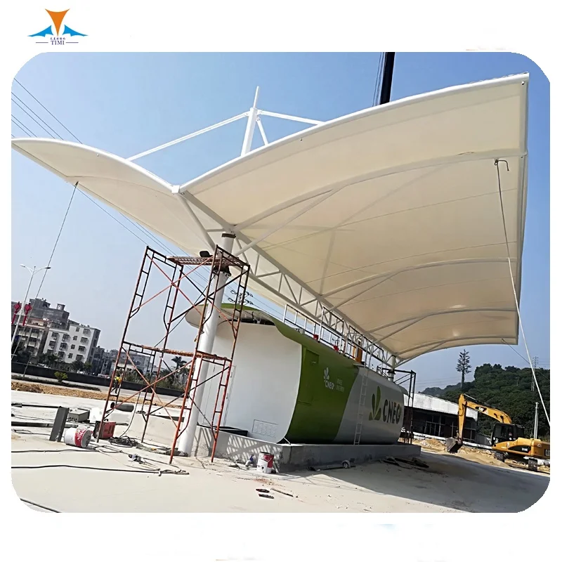 PVDF PTFE ETFE Fabric Tensile Membrane Structure Roof for the Gas Station