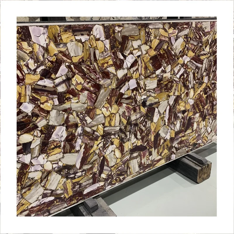 Dalles semi-précieuses multicolores de haute qualité en pierre « jaune d’œuf », carreaux en agate jaune pour salle de bains