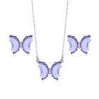 Hainon Cheap Jewelry Set Stud Earring Necklace Butterfly Pink Blue Purple Crystal 925 Silver Plated Jewelry Set Wholesale
