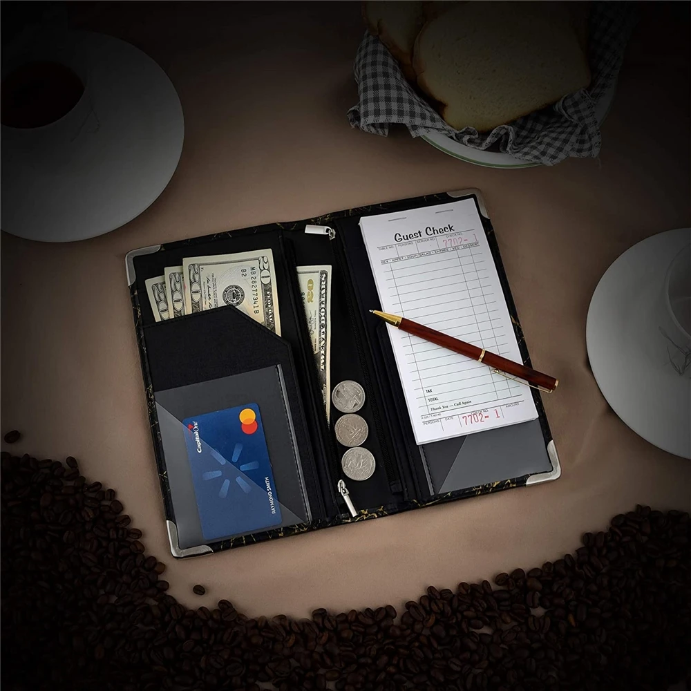 2023 Amazon best seller waiter wallet restaurant guest checkbook holder leather server book for waitress