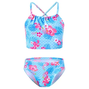 Summer Flower Print Swim Suits Kids Two Piece Swimsuits for 7 Year Old Little Girls Cute Swimwear