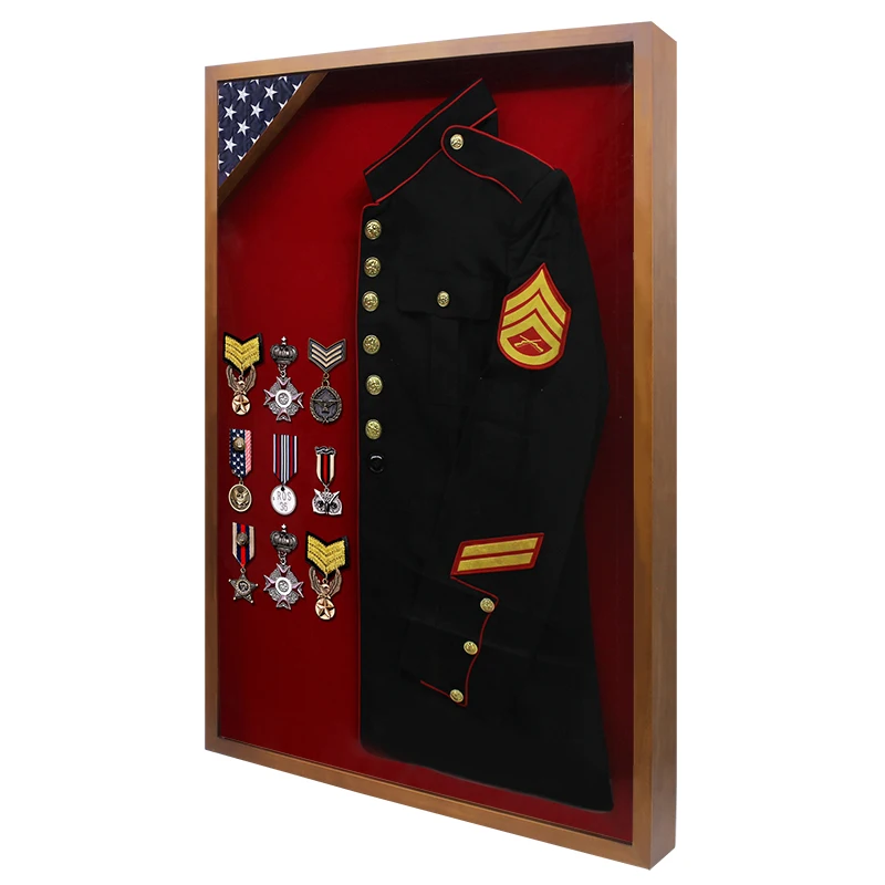 2024 New Design Uniform Display Case Veterans Souvenir Service Dress Display Frame Wall Hanging Dress Shadow Box