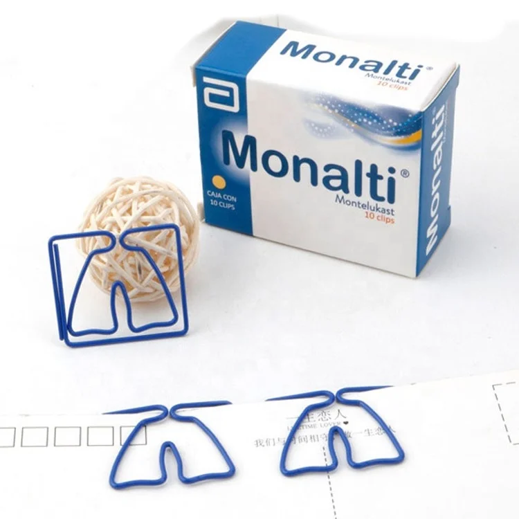 Promotional OEM Design Business Gifts Metal Paper Clamps Human Lung Shape Clips Come in Box Package