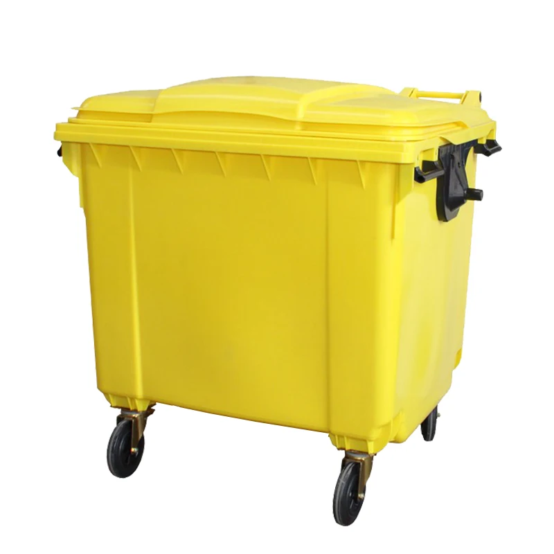 1100l pedal waste container large plastic dustbin with wheels