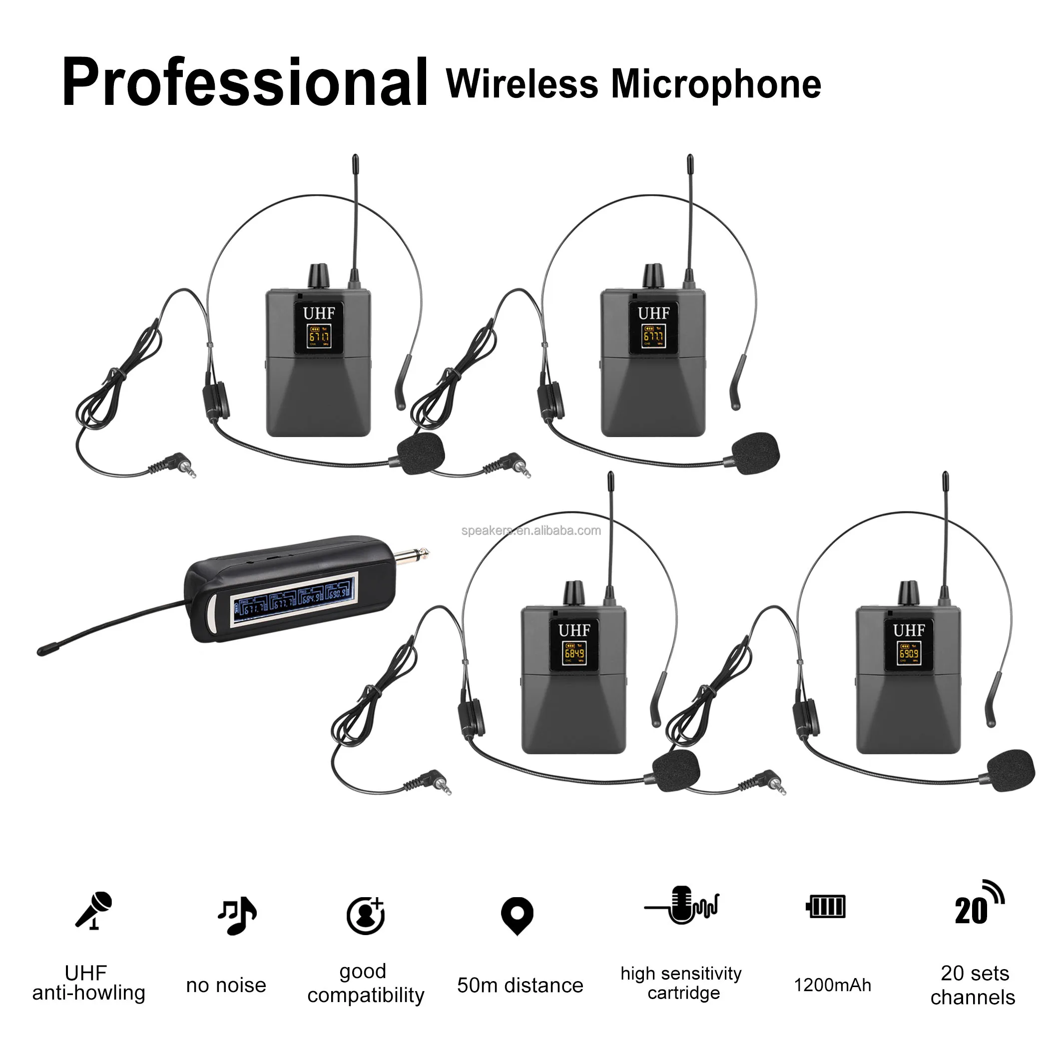 Four Channel Wireless Lavalier Microphone System Uhf Lapel Microphone Camera Microphone For